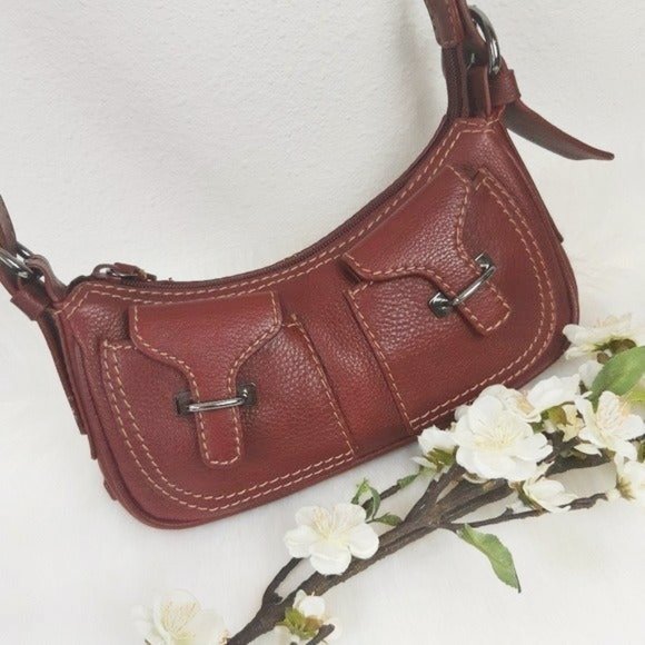 Kenneth Cole Reaction Handbags - Kenneth Cole Maroon Leather Hobo Mini Bag Purse